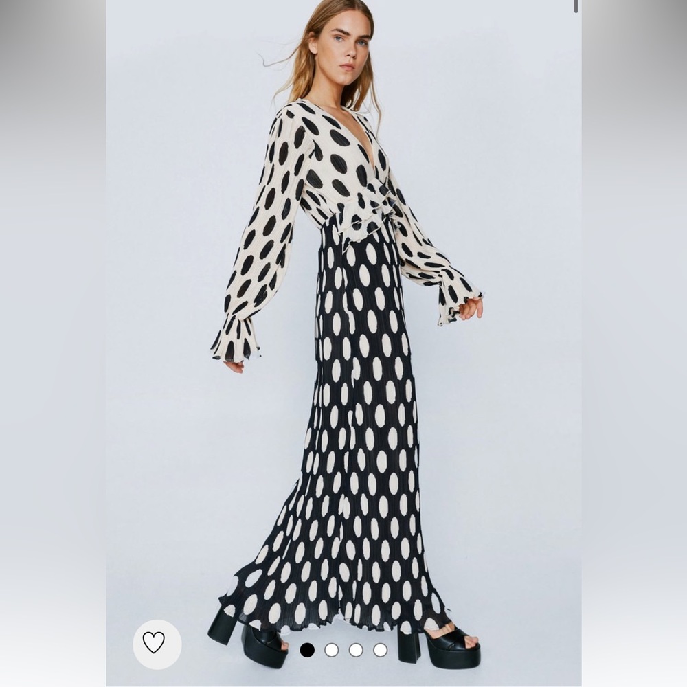 Black and ivory polka dot maxi dress